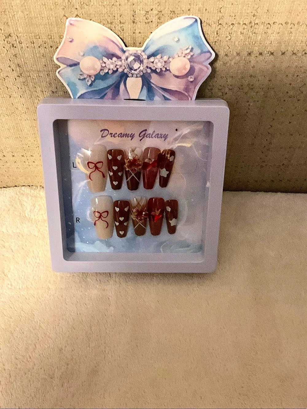 Dreamy Galaxy Red & Pink Press-On Nails NWT